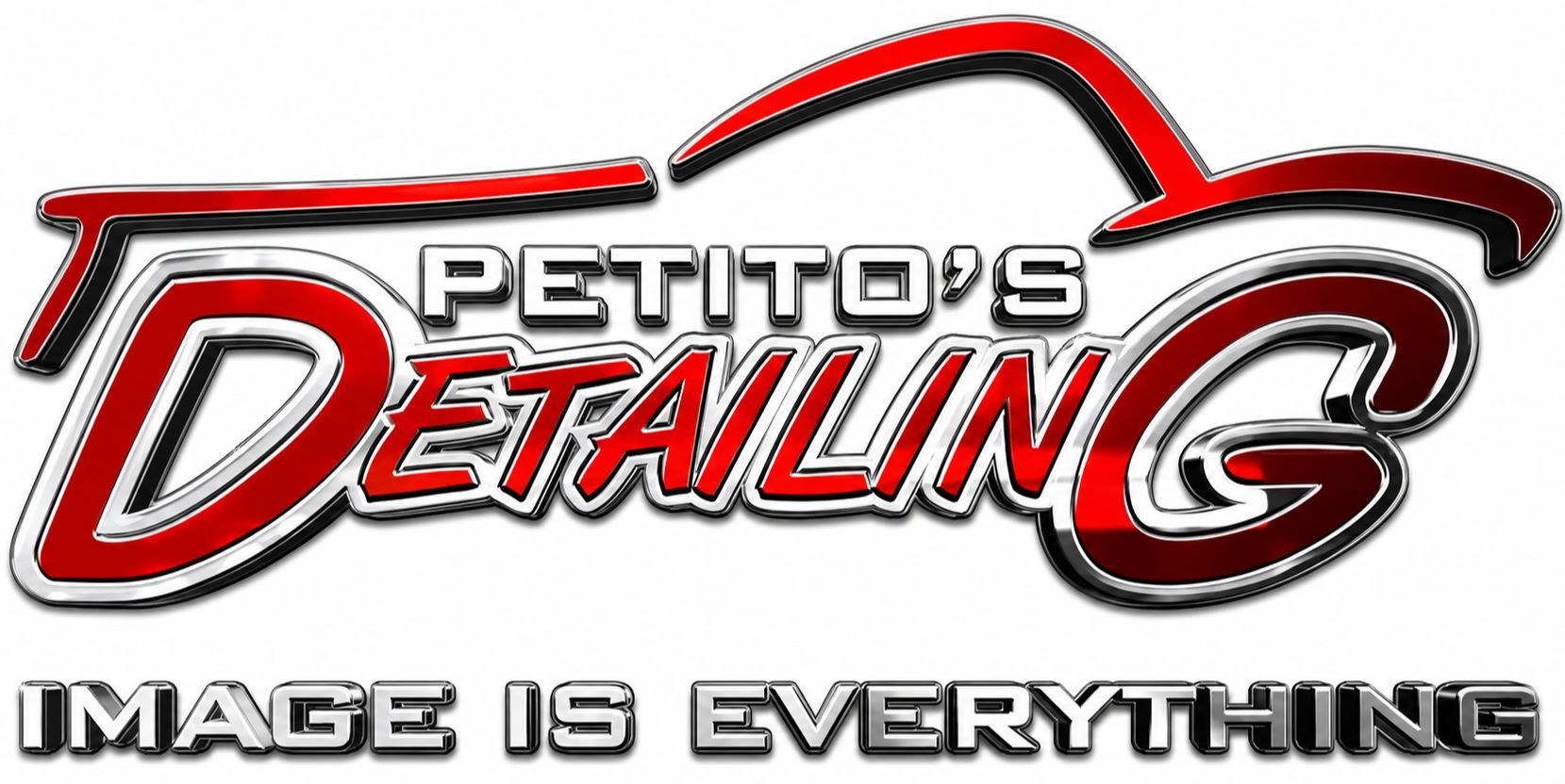 Petito’s Detailing logo with red and black car graphic and the tagline “IMAGE IS EVERYTHING”
