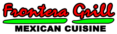 A logo for a restaurant called frontier grill mexican cuisine.