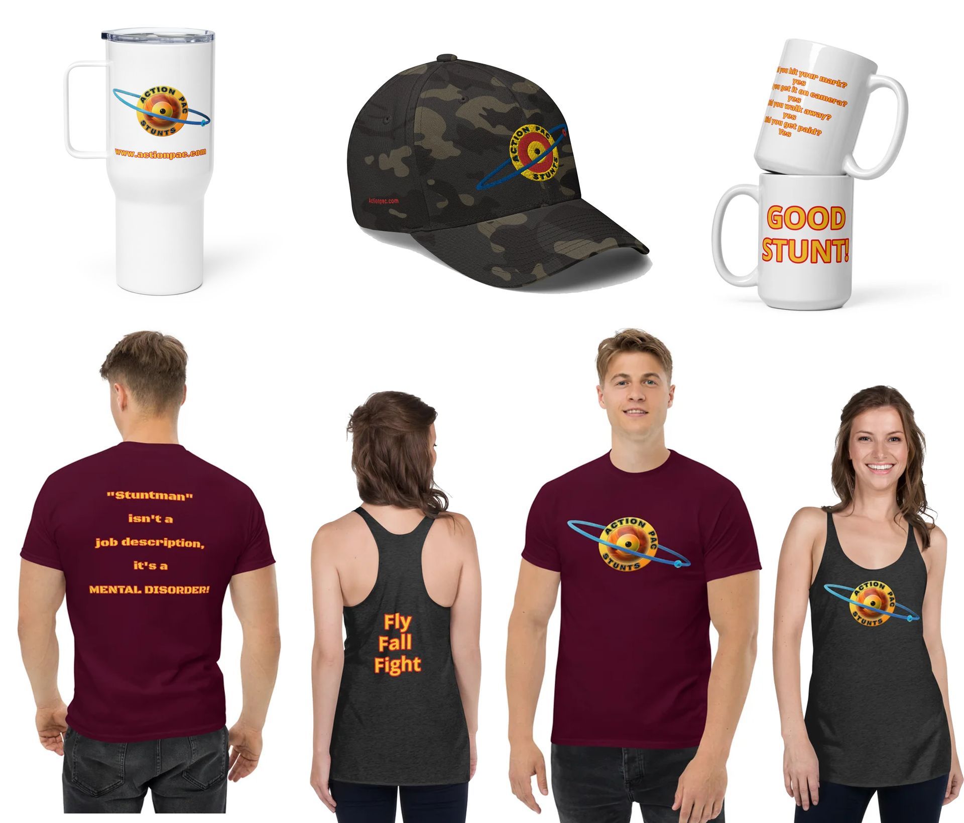 A collection of merchandise featuring the 
