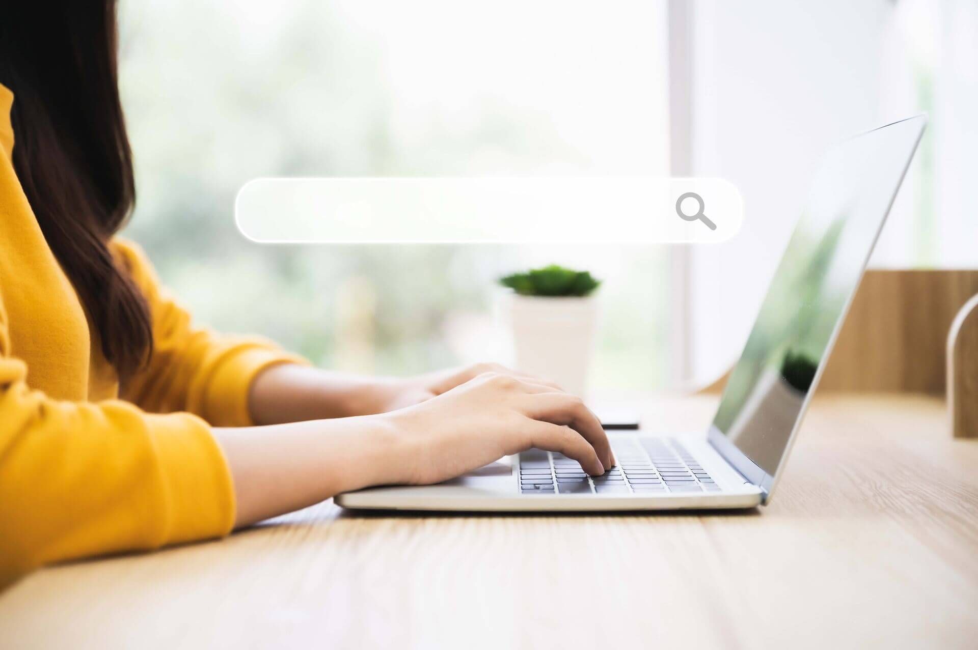 searching on laptop