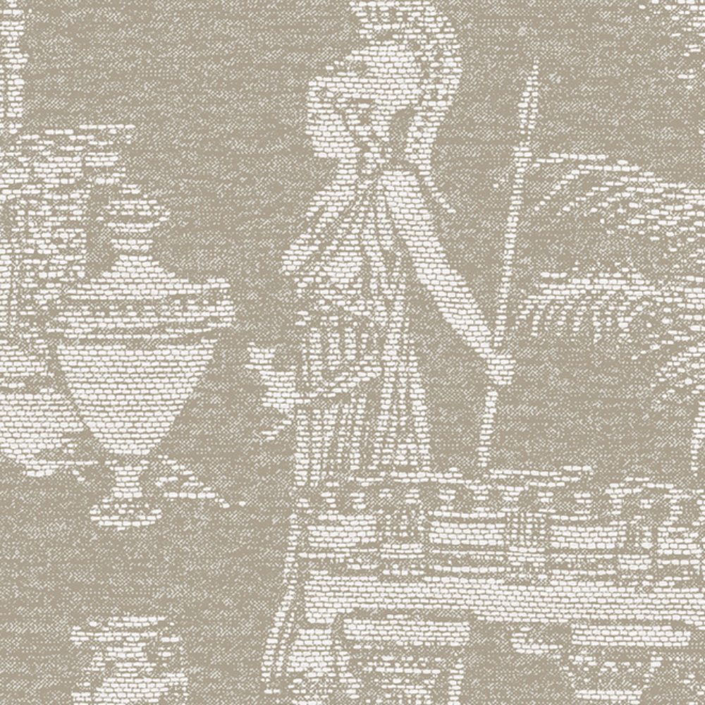 A close up of a fabric with a drawing of a woman on it