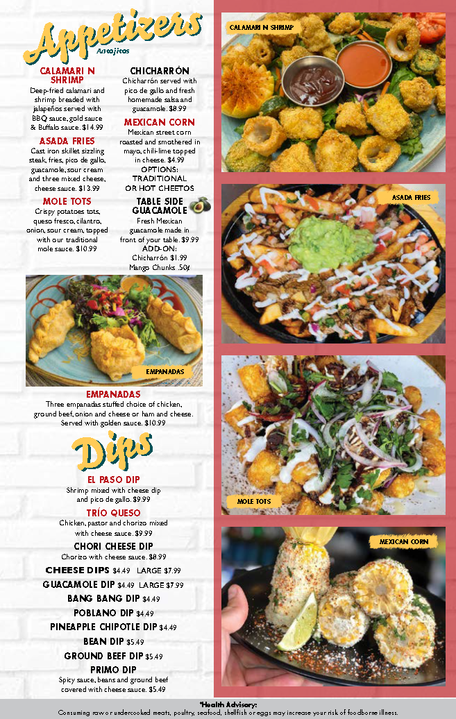 Menu Cincinnati, OH El Asadero Mexican Bar & Grill