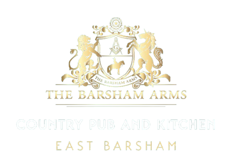 Gold crest logo for The Barsham Arms country pub and kitchen, East Barsham