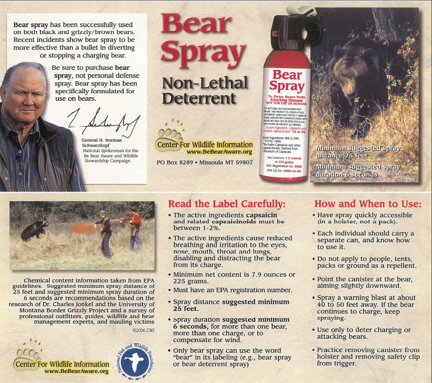 Bear Spray Non Lethal Deterrent
