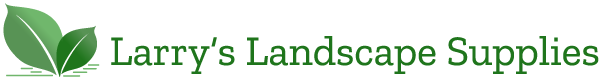 Larry's Landscape Supplies logo with green leaves and text on a white background