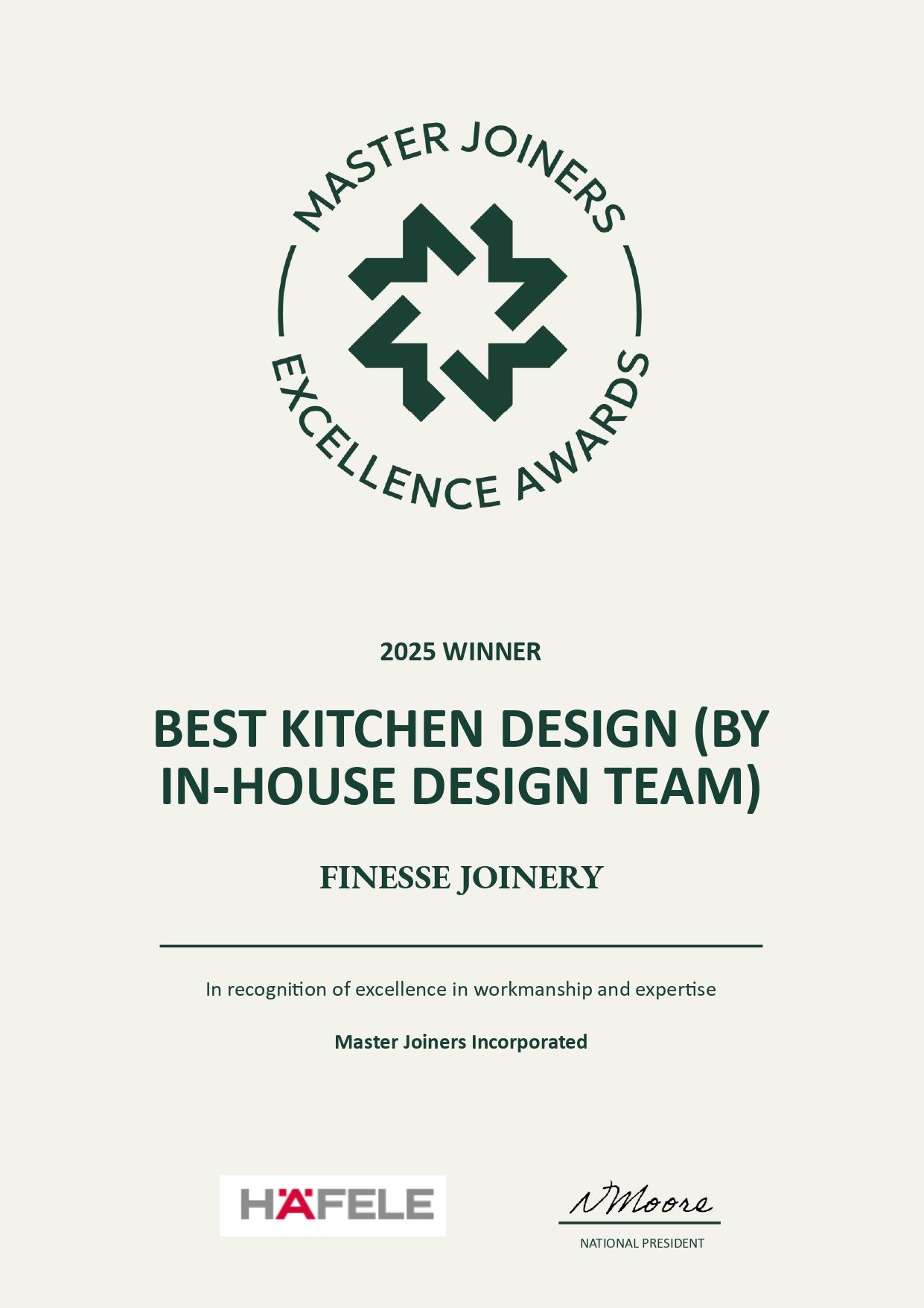 Award certificate: 