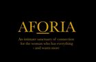 AFORIA title in gold on black with subtitle: “An intimate sanctuary of connection...