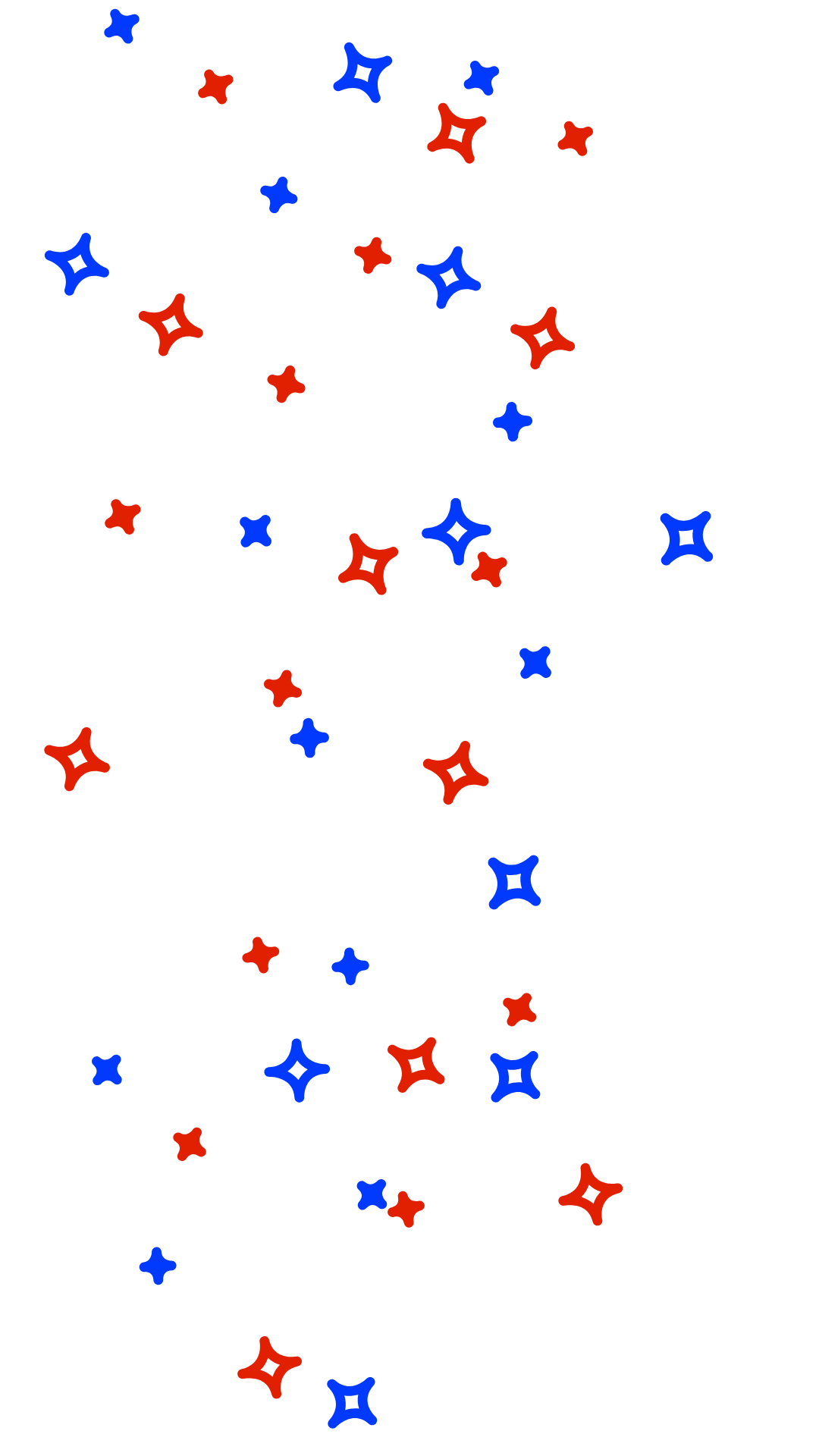 Blue and red stars