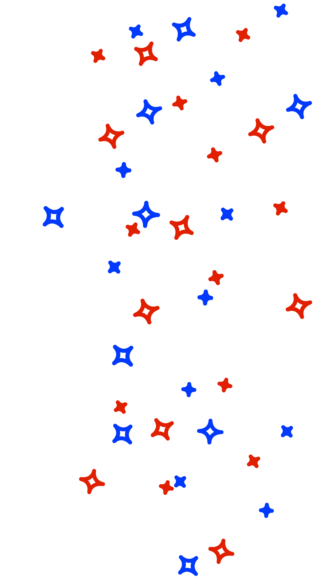 blue and red stars