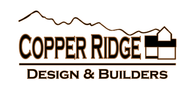 Logo for Copper Ridge Design & Builders with a mountain range outline above the text and a small house icon to the right.