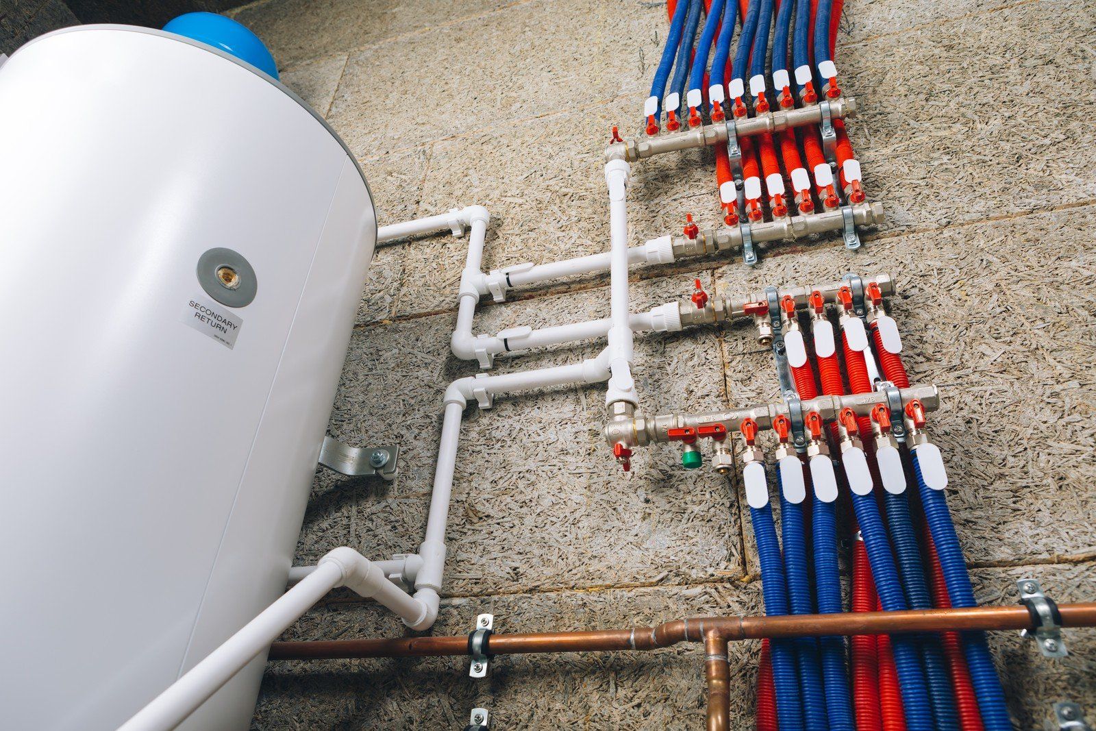 white boiler and water pipes