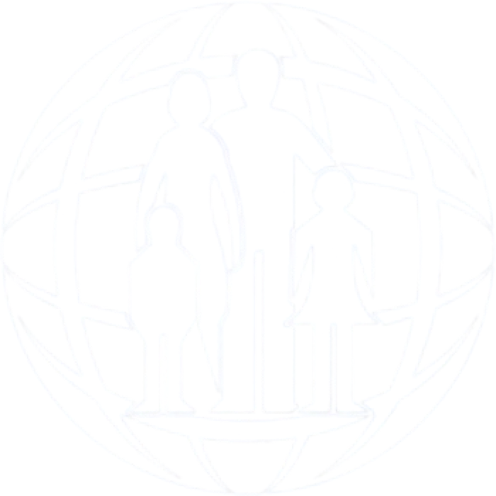 A white background with a silhouette of a person standing in a circle.