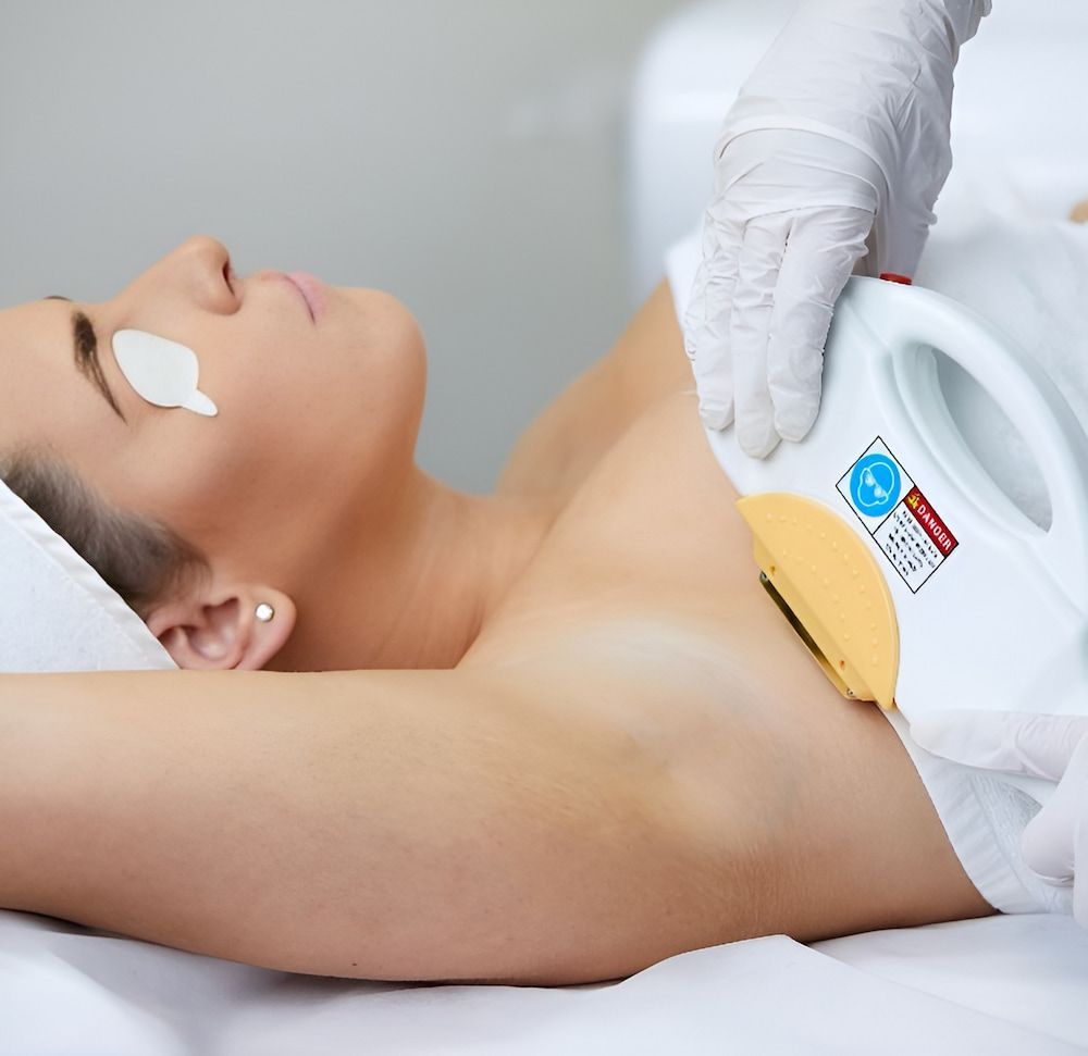 Woman Undergoing Laser Hair Removal on Her Underarm at a Medical Spa — Eternal Radiance in Strathmore, VIC