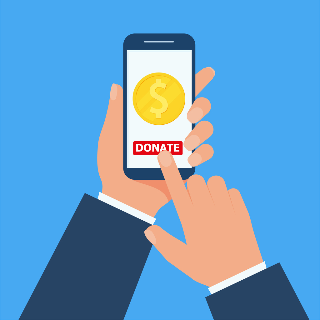 A person is holding a cell phone with a dollar sign on the screen.