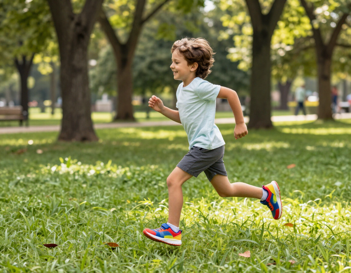 Child running in a park