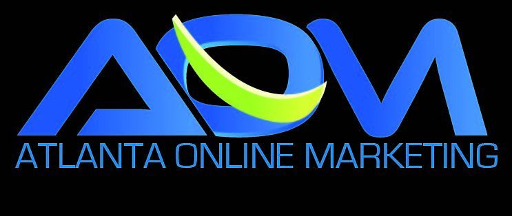 A blue and yellow logo for atlanta online marketing