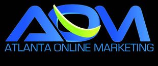 A blue and yellow logo for atlanta online marketing