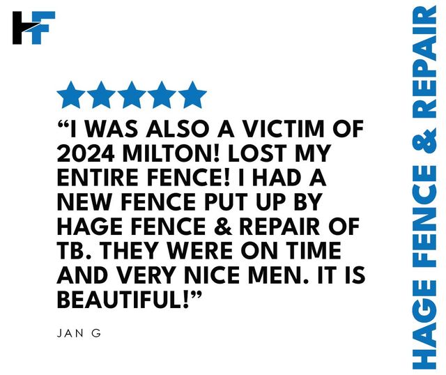 A review of a fence repair company says that they were on time and very nice men.