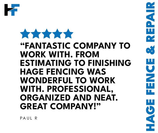 A fantastic company to work with from estimating to finishing hage fencing was wonderful to work with.