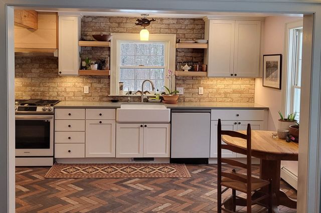 Cottage Farmhouse Kitchen Remodel in Tamworth, NH by Country Cabinets, etc. project photo 2