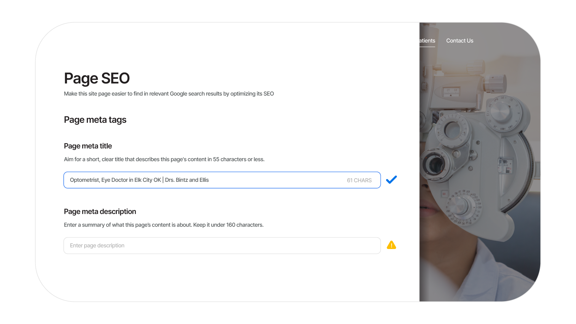 page seo settings