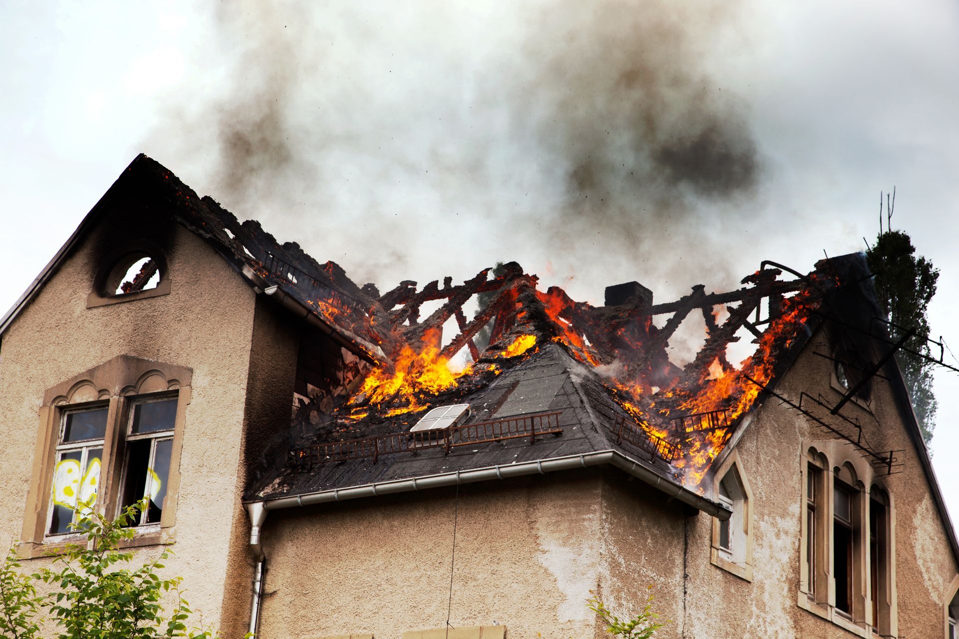 A house on fire