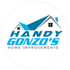Logo for Handy Gonzo's Home Improvements featuring a blue and grey stylized house icon above the business name.