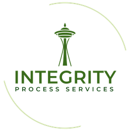 Logo for Integrity Process Services, featuring a green Space Needle icon and text on a white background.