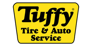 Logo for Tuffy Tire & Auto Service, black and yellow colors.