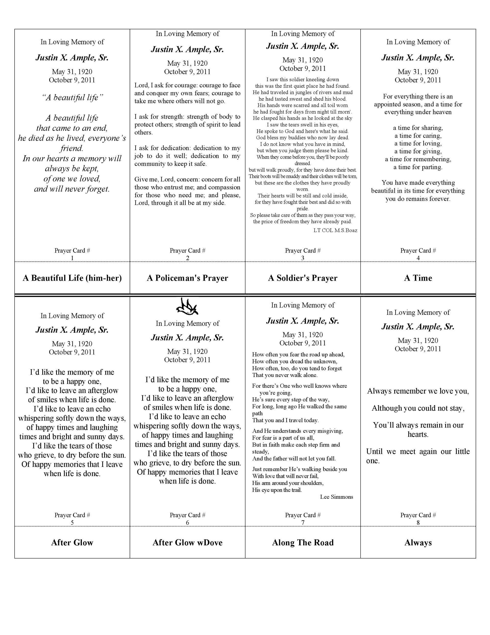 Panel grid with text describing individuals and events; likely a historical or biographical document.