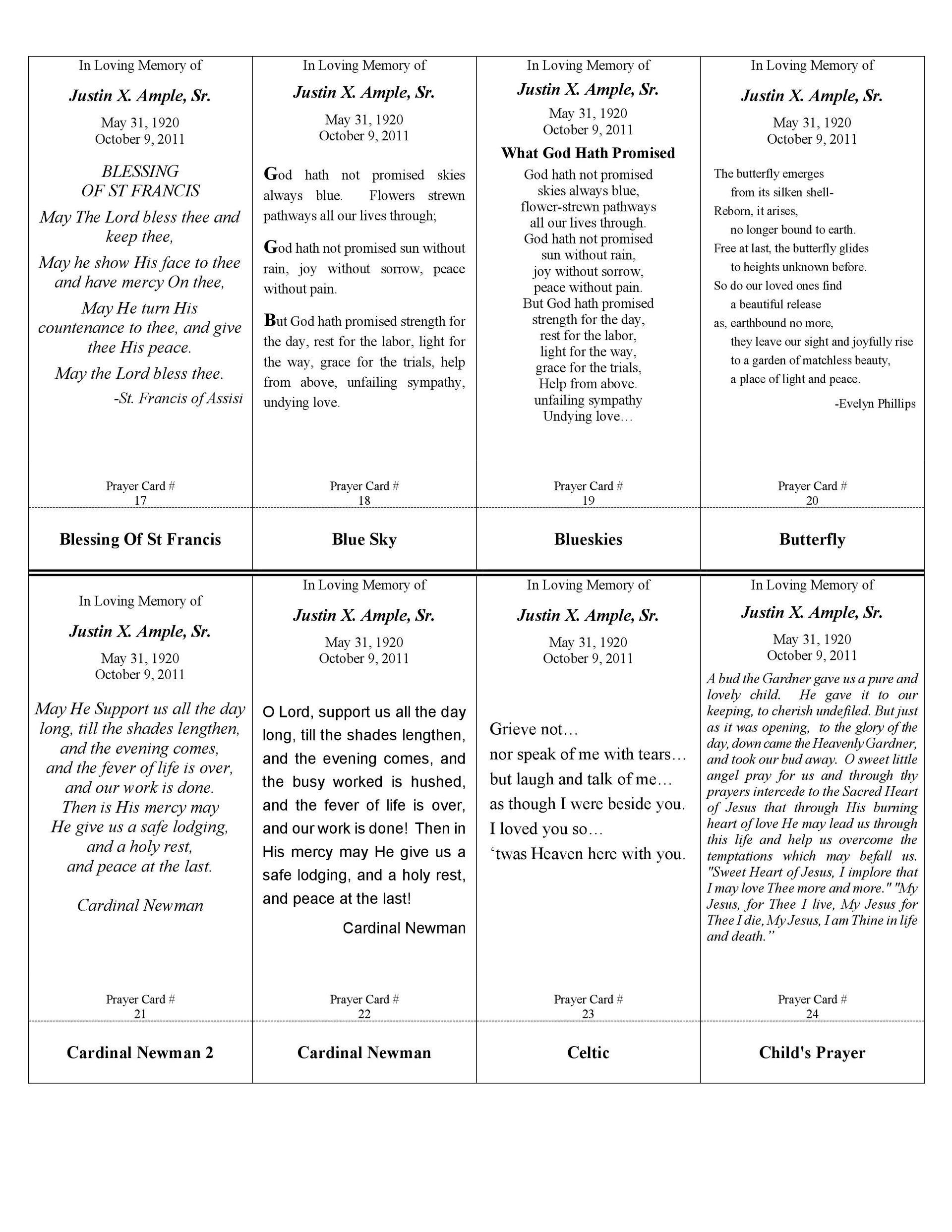 Four-column table of text. Topics include historical events: Revolutionary War, Civil War, WWI, WWII.