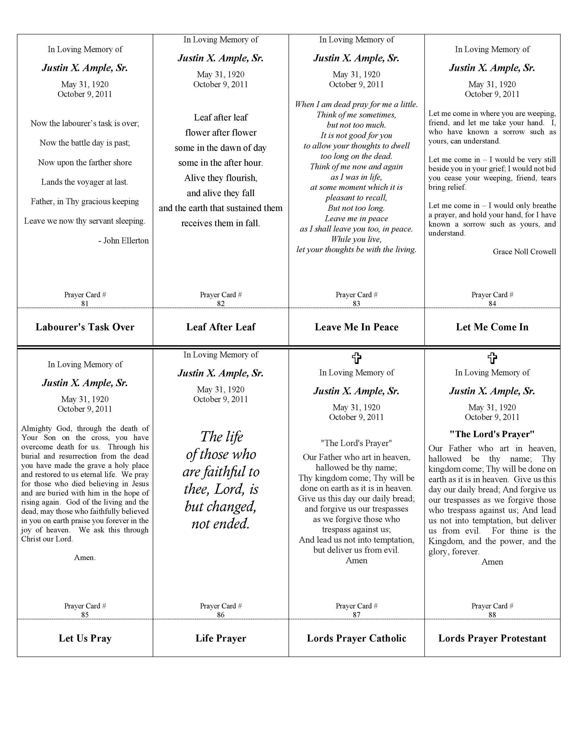 Grid of text sections with various topics and titles including