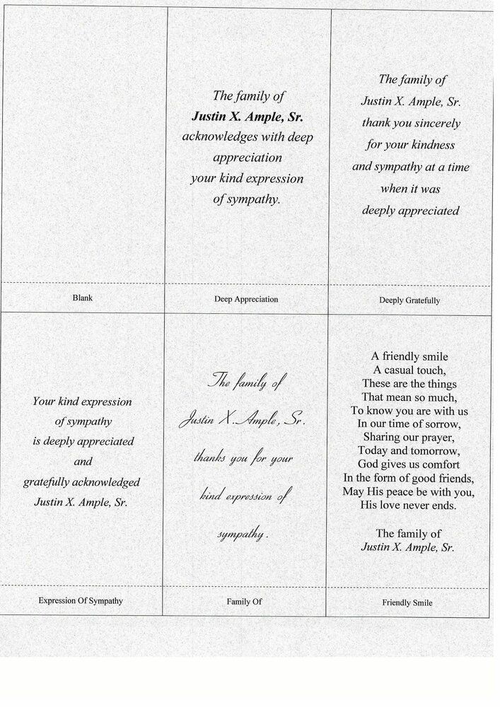 A tri-fold card with text: