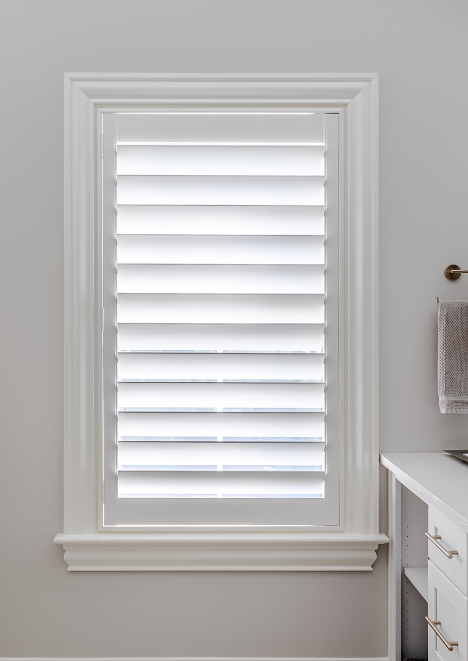 A modern plantation shutter featuring 4.5