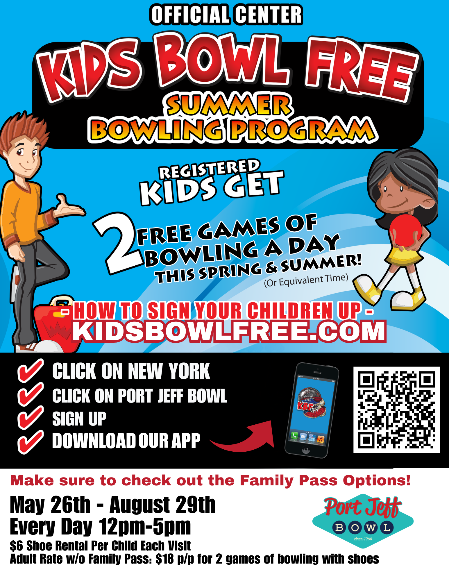 Kids Bowl Free | Port Jeff Bowl