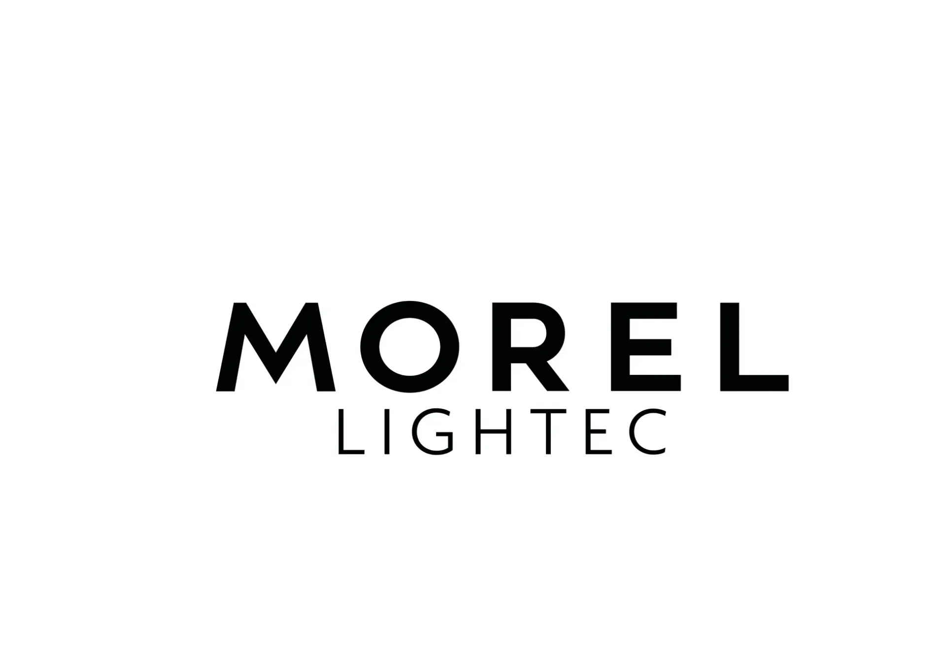 A black and white logo for morel lighttec on a white background.