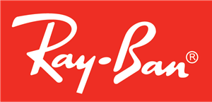 The ray-ban logo is on a red background