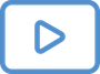 A blue play button in a square on a white background.