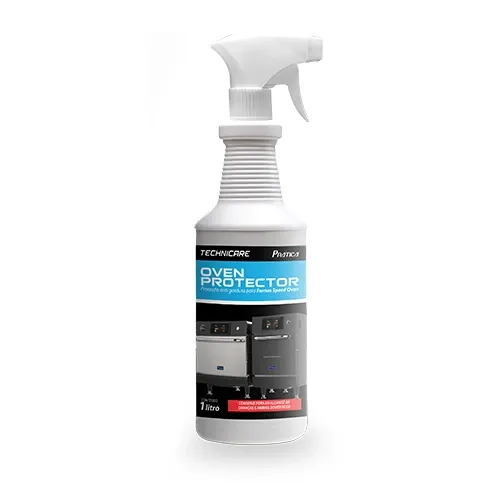 A spray bottle of oven protector on a white background.