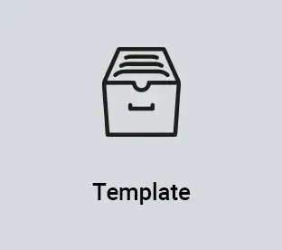 An icon of a file cabinet with the word template below it.