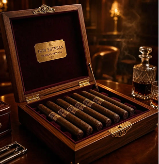 Maduro Reserve cigar on cedar plank
