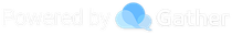 Powered by Gather logo with blue chat bubble icon and light gray text
