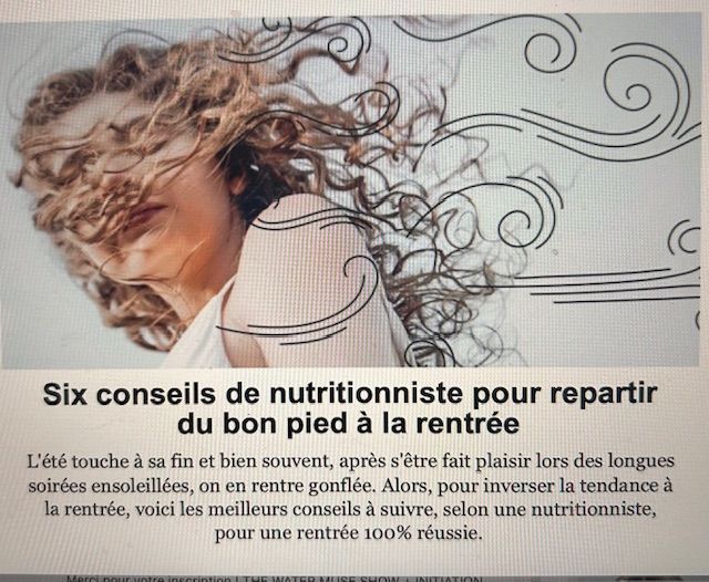 A picture of a woman with the words six conseils de nutritionniste pour repartir du bon pied a la rentree