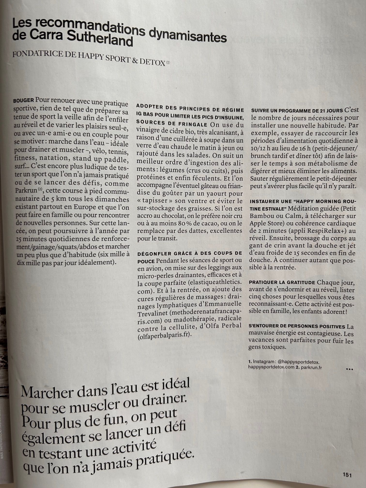 Un livre est ouvert sur une page qui dit les recommandations de carrie sutherland