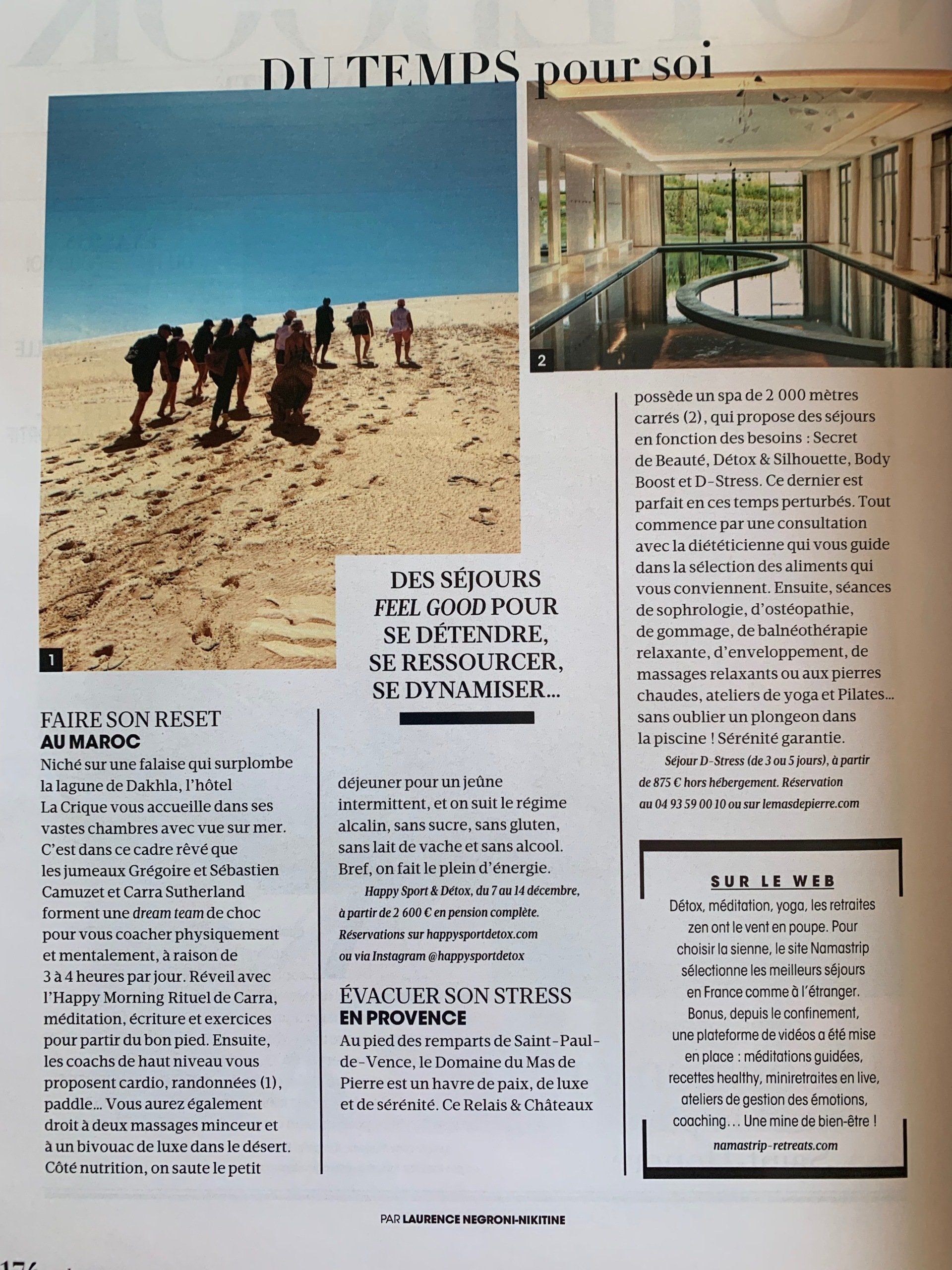 Une page d'un magazine avec les mots de temps pour soi en haut