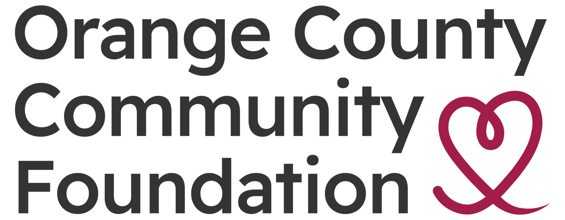 Orange County Community Foundation logo in black and magenta heart outline