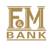 F&M Bank logo in gold text with an ampersand, on a white background