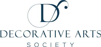 Decorative Arts Society logo with stylized blue “D” and “A” above the name in serif text