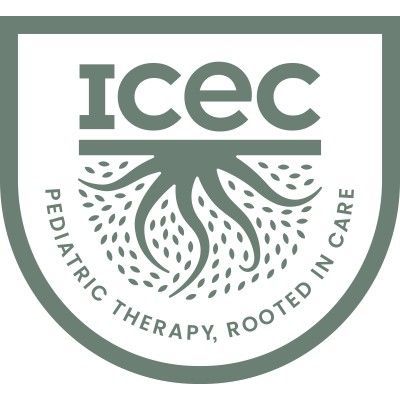 ICEC logo with stylized green botanical heart and text “Pediatric Therapy, Rooted in Care”