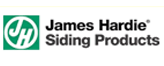 Logo for James Hardie Siding Products. Features a green square with "JH" inside a circle, and the company name in black.